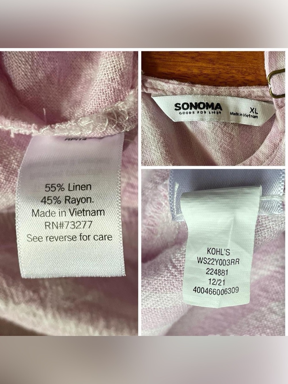 Sonoma Pink Striped Linen Tiered Midi Dress XL - Picture 8 of 8